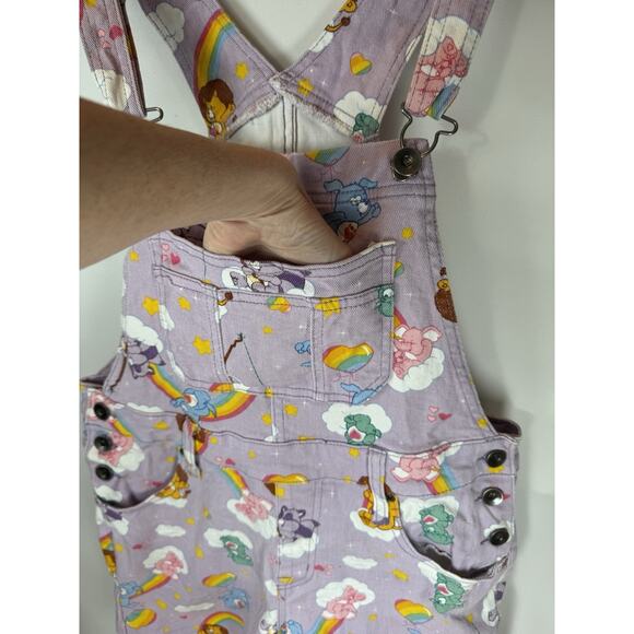 Care Bears Women’s S Overall Shorts Purple Denim Bib Shortalls Cartoon Graphic - Picture 7 of 11